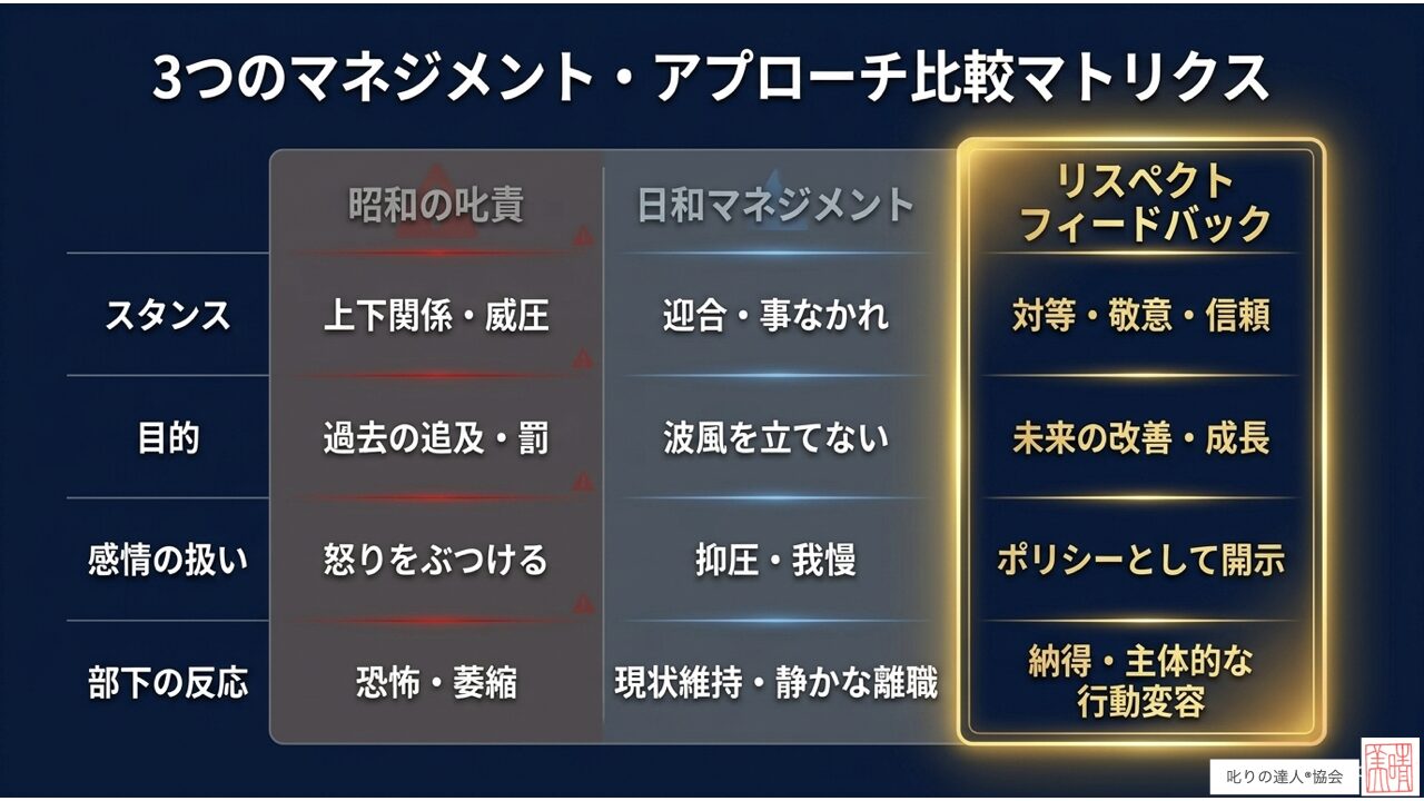 パワハラを恐れて部下に注意できないとお悩みの管理職必見！16万人を指導した「叱りの達人」河村晴美が、部下の成長と信頼関係を両立する「リスペクトフィードバック」を徹底解説。社会背景から現場の悩み5選、明日から使える5つの具体的なセリフまで叱りの達人河村晴美氏による完全網羅のコラムです。